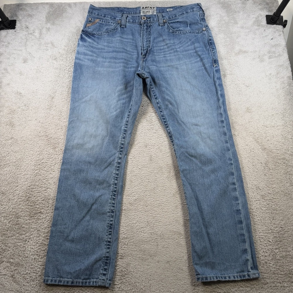 Ariat M4 Jeans Mens 38x32 Blue Denim Relaxed Straight Cowboy Workwear Rodeo